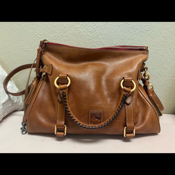 Dooney & Bourke Florentine leather tasseled satchel bag - Picture 1 of 5
